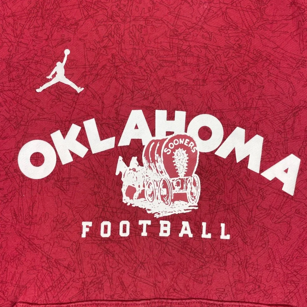 Oklahoma Sooners Football Jordan Hoodie Mens Medium Red Pullover Fleece OU